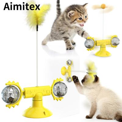 China Aimitex New Design Turntable Cat Toy Meow Planet Windmill Cat Stocked Custom Toy for sale