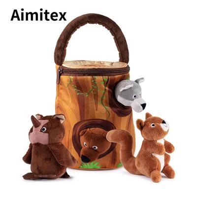 China Aimitex Plush Puzzle Stuffed Skin Viable Custom Squirrel Squeaky Dog Toy Hide And Seek Activity Toy For Dog for sale