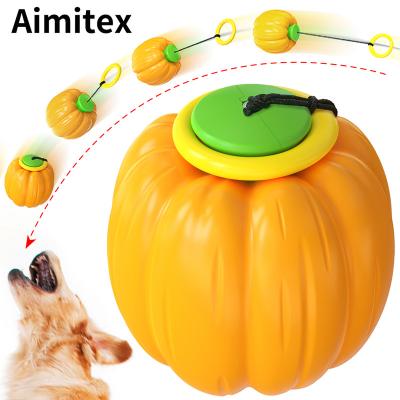 China Aimitex Wholesale Pumpkin Shaped Hand Stocked Throwing Ball For Pets Dog Toy Interactive Pet Toy Ball for sale