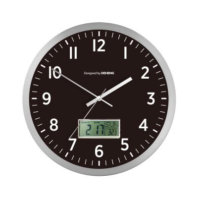 China LCD Radio Clock Wall Thermometer Metal Digital Function for sale