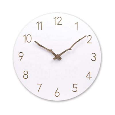 China Creative Simple Quiet Bedroom Office Modern Design Quartz Fashion Clock MDF Wooden Wall Clocks for sale