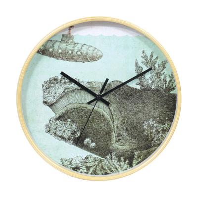 China Deheng CLASSIC 10 inch Seascape Art Wooden Wall Clock for sale