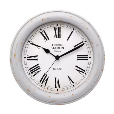 China Antique Style 8 Inch White Antique Decor Farmhouse Silent Wall Clock for sale