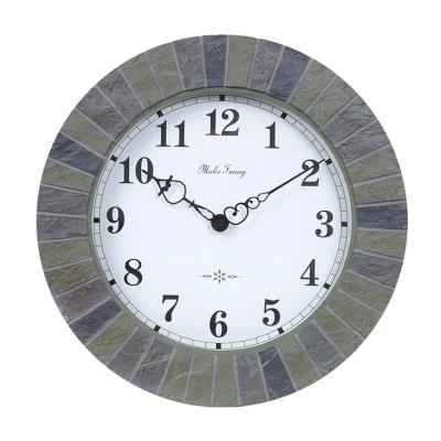 China CLASSIC Style Outdoor Garden Decorative Resin Wall Clock with Temperature and Humidity for sale