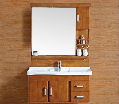 China Environmental protection original EUROPEAN oak bathroom cabinet basin mirror cabinet combination oak vanity for sale