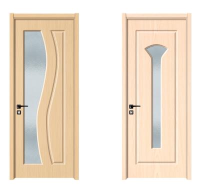 China Sales Modern Natural Wood Color Single Factory MDF Paintless Carving Interior Wood Door for sale