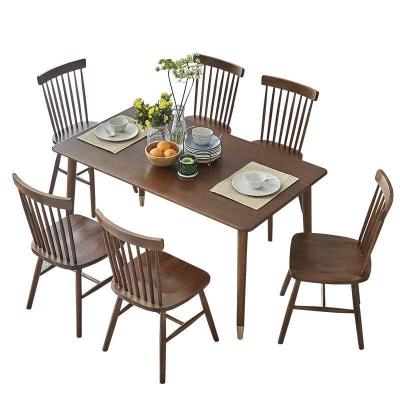 China Good Seller Modern Northern Europe Style Wood Dining Table Set 6 Chairs KD Designs In Solid White Oak Dining Room Furniture for sale