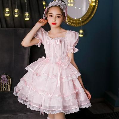 China 2022 Big Bow Prom Dress Sleeveless Lace Belle Girls Dress Satin Flower Custom Made Noble Girls Lolita OEM Stage Performance Dress for sale