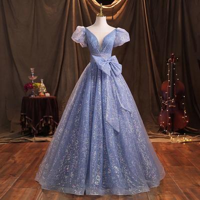 China 2022 New Evening Dress Banquet Host Dress Art Test Breathable French High End Lightweight Luxury Piano Performance Vocal Solo for sale