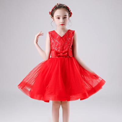 China Princess Dress Girls stage party performance European children's short sleeve border dress children's yarn poncho and American dress for sale