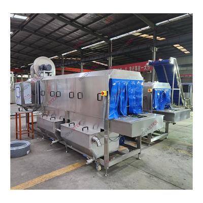 China Silver Automatic Industrial Turnover Rotary Plastic Basket Crate Washer Machine for sale