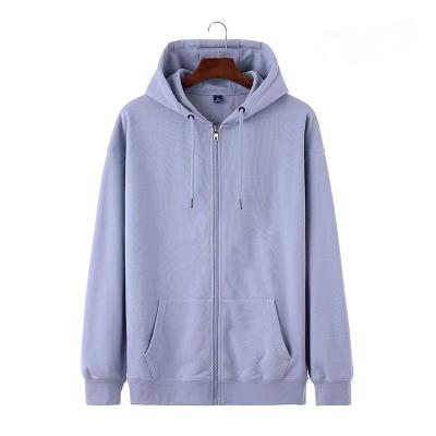 China Anti-wrinkle Custom logo high quality fleece zip hoodie men wholesale plain zip up  hoodie gym sport Drop Shoulder full zip up hoodie for sale