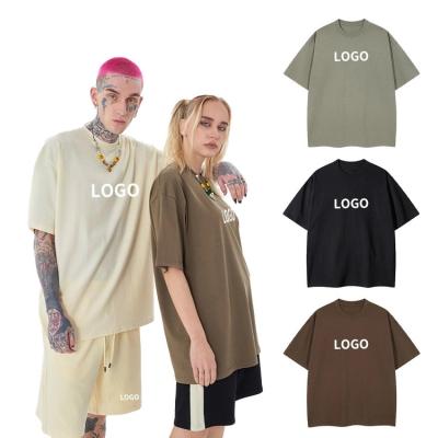 China Anti-wrinkle Wholesale Custom Logo Solid Color Solid Color Unisex Men Women Oversized 100% Cotton Drop Shoulder Heavy Duty T Shirts for sale