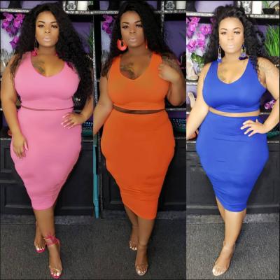 China wholesale Anti-Wrinkle Plus Size Women's Clothing Dress Two Piece Skirt Sexy Club Party Evening Plus Size Dress for sale