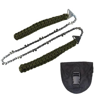 China Chinese Exports Army Green Wooden Umbrella Rope Folding Portable Hand Held Chainsaw for sale