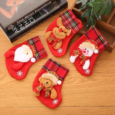 China Canvas Christmas Stockings Sublimation Masks Christmas Decoration Supplies Christmas Canvas Stocking With Red Cuff-A Red Side for sale