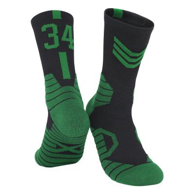 China Breathable Sports Custom Compression Basketball Crew Logo Black Gray White Socks for sale