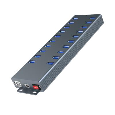 China Aluminum 20 Port Usb Hub 2.0 Quick Charge Industrial Usb Charger Rohs Odm Usb Hub plitter Switch for Industrial PC Mac Tablet Laptop for sale