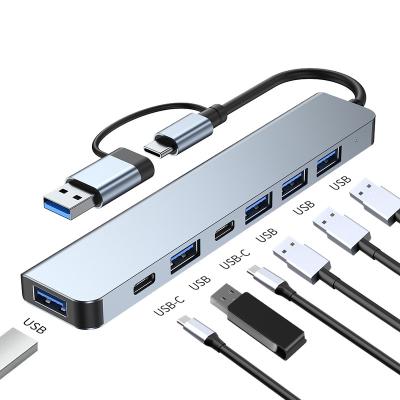 China Aluminum+ABS 7 in1 Usb C Hub splitter usb data usb3.0 hub adapter docking station Type c 2.0 type-c Data hub For Computer Laptop for sale