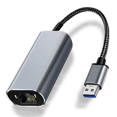 China Desktop Aluminum Shell Nylon Braid Usb 3.0 USB-C To 1000mbps Gigabit Rj45 Network Card Ethernet Adapter for sale