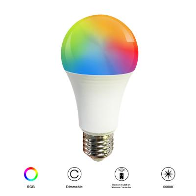 China Amazon Hot Sale Residential Light Bulb RGB LED Bulb Dimmable RGB Remote Control Light for sale