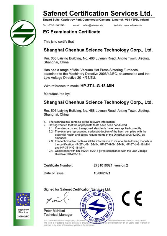 CE - Shanghai Chenhua Science Technology Corp., Ltd.