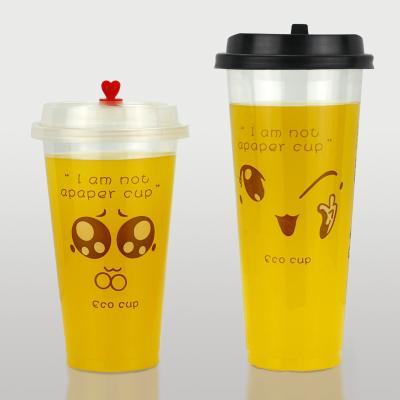 China Wholesale Disposable Food Grade PP Plastic Cups Custom Logo Bubble Tea Cups for sale