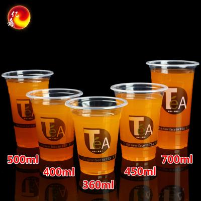 China Juice Cup Coffee Water Cup Food Grade PP Disposable Plastic Cups Custom Logo Printing Plastic Cups For Milk Tea Bubble Tea Drinking Coffee for sale