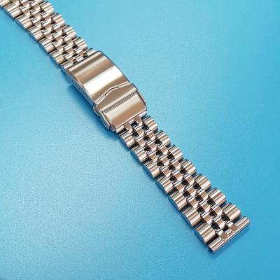 China Adjustable Screw Pins Stainless Steel Profile Bar Watch Band With Two Pushers Safety Buckle for sale