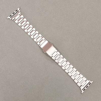 China Luxury Stainless Steel Watch Band for Apple Watches with Two Button Micro-Adjustable Buckle for sale