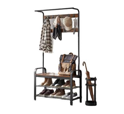 China Best Manufacturers Living Room Furniture Metal Wooden Entrance Hall Tree Bedroom Coat Rack Industrial Coat Rack With Storage for sale