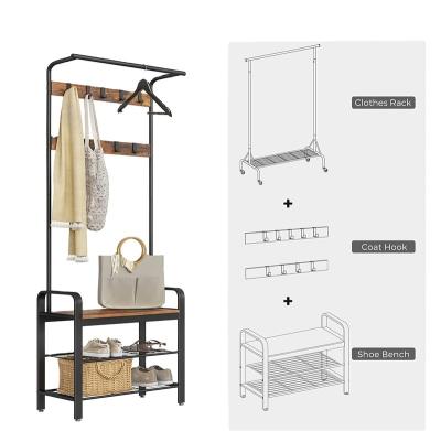 China Wholesale Entrance Living Room Coat Rack Rack Bedroom Coat Rack With Shoe Storage for sale