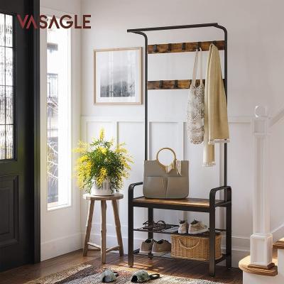 China Wholesale Living Room Bedroom Furniture Wooden Coat Racks Racks With Shoes Bench Hooks And Hat Rack for sale