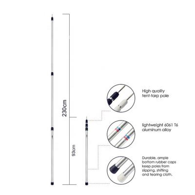 China QIYUN 3 Section 230CM Eco-friendly Telescopic Tent Pole Aluminum For Outdoor Camping Telescopic Tarp Poles for sale