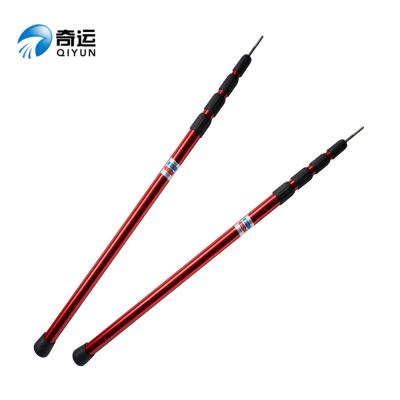 China QIYUN Eco-friendly red high quality aluminum telescopic 4 section tent pole is used for camping and hiking for sale