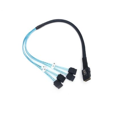 China Telecom Communication Factory Supply Custom 1Meter Internal Mini SAS HD SFF-8643 To 4 Internal SATA Cables for sale