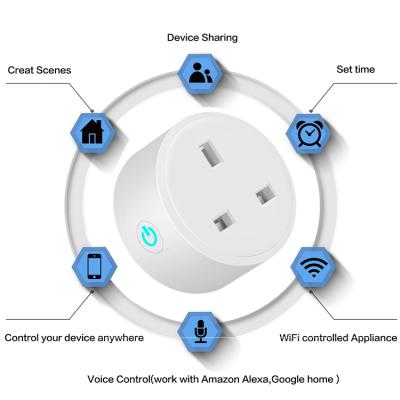 China Directly from Smart Life Alexa Amazon UK standard 16A Mini Socket Wifi Plug UNA10 from TUYA factory for sale