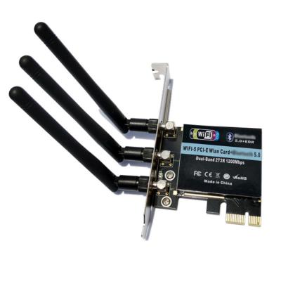 China For Router wifi 5 PCIE Network Cards Wireless BT 5.0 1200Mbps Dual Band WIFI Receiver with Antennas for sale