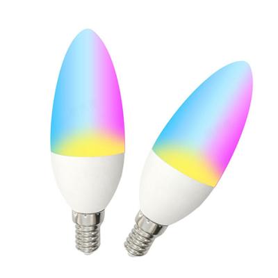 China Hotel Factory Price LED Candle Light Bulb 7W RGB Smart Bulb Mobile Phone Control Zigbee wifi smart bulb works with Google Alexa Home for sale