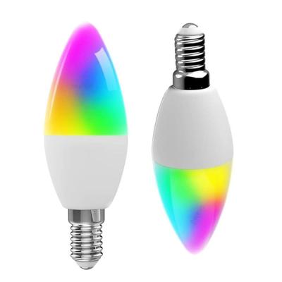 China Hotel 5W RGB Wifi Light Bulbs Tuya Smart Life App Control Dimmable Alexa LED Candle Light Bulb Smart Bulb for sale