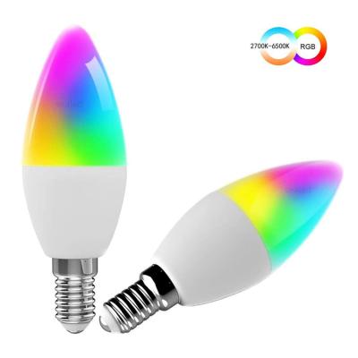 China Hotel 300LM WiFi Smart LED Light Bulb Alexa Voice Control RGBCW LED Candle Light Bulb Tuya Wifi Zigbee Smart Bulb for sale