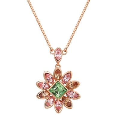 China YN10008 Italina Flower Fashion Gold Plated Crystal Fancy Alloy Flower Blossom Colorful Ladies Pendant Necklace Wholesale Women Jewelry for sale