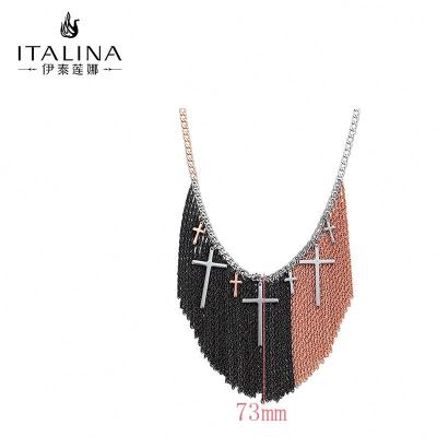 China YN10014 fashion brass chain necklace personalized necklace personal brass tassel design charm cross necklaces for sale