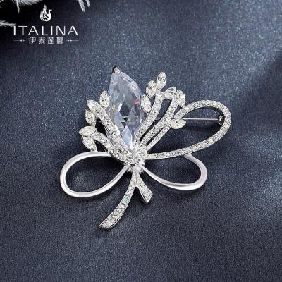 China YB10003 ALLOY YB10003 Fashion Jewelry Factory Wholesale Fashion Luxury Style Shiny Cubic Zircon Alloy Flower Brooch Pin Accessories Jewelry Vendors for sale