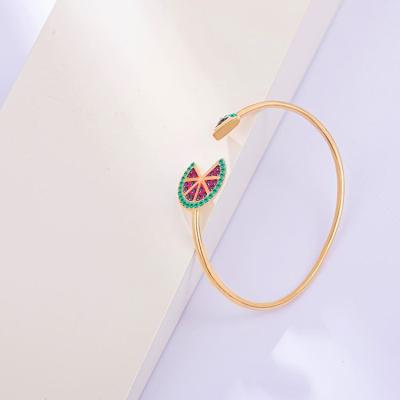 China Wholesale 925 Sterling Silver Elegant Watermelon Open Adjustable Enamel YL10003 Italina Bracelet Bangle Fashion Women Brass Jewelry for sale