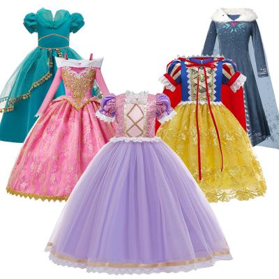 China High Quality Luxury Aurora Snow White Costume Kids Jasmine Elsa Dress For Party Sequins New Rapunzel Children Girls Princess Dress Fancy Dress Girls for sale