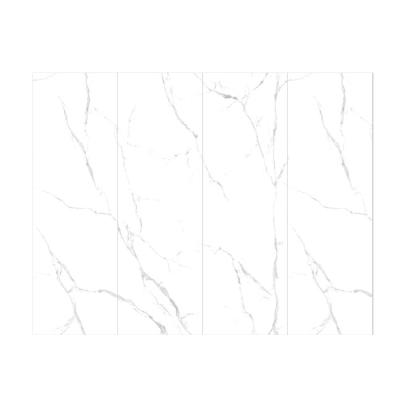 China Carrara modern white agglomerated stone slab soft polished 800*2600*6mm 3 face endmatch for sale