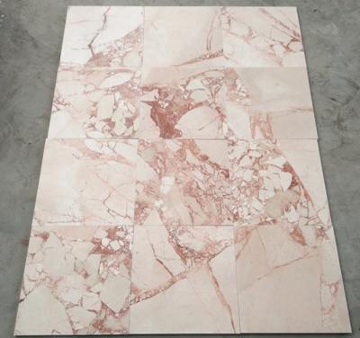 China Modern pink veins and white beige marble tiles cream marble home decoration used for floor and wall for sale