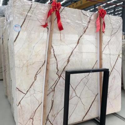 China Modern Gold Vein Sofitel Slabs Tiles Beige Marble Flooring for sale