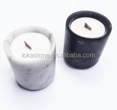 China Eco-friendly candle holder type and home decoration use cheap black marble candle jars for sale